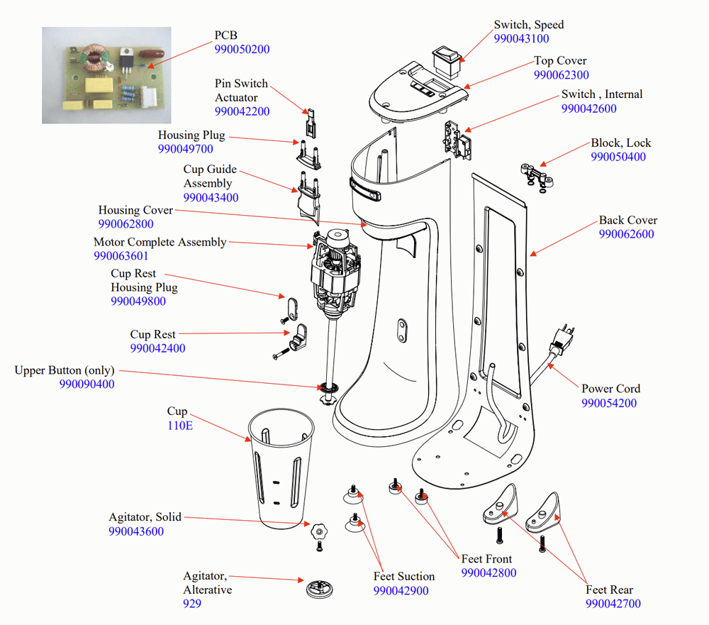 Diagram Diagram and Parts List for HMD200-CE-A  Hamilton Beach Drink Mixer
